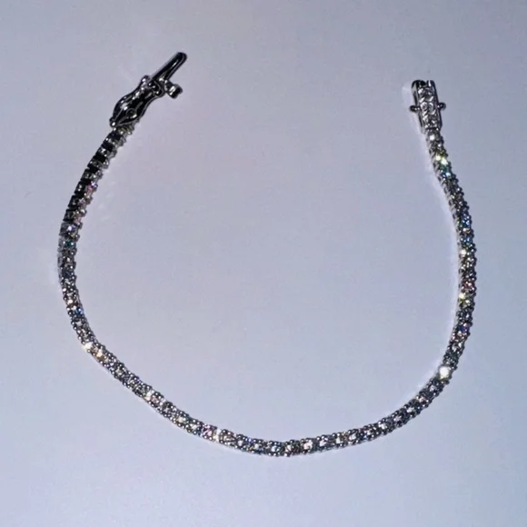 18k Gold Vermeil Black Diamond Tennis Bracelet, VVS GRA Certified Free Appraisal